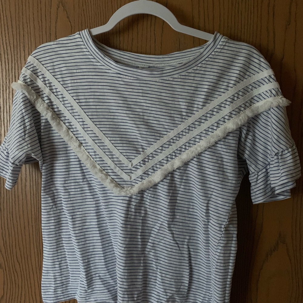 Blue & White Striped Shirt with Textured Detail